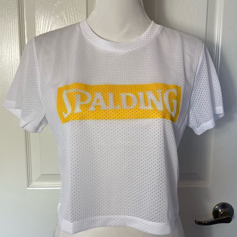 SPALDING Womens Varsity Short Sleeve Crop Top Tee